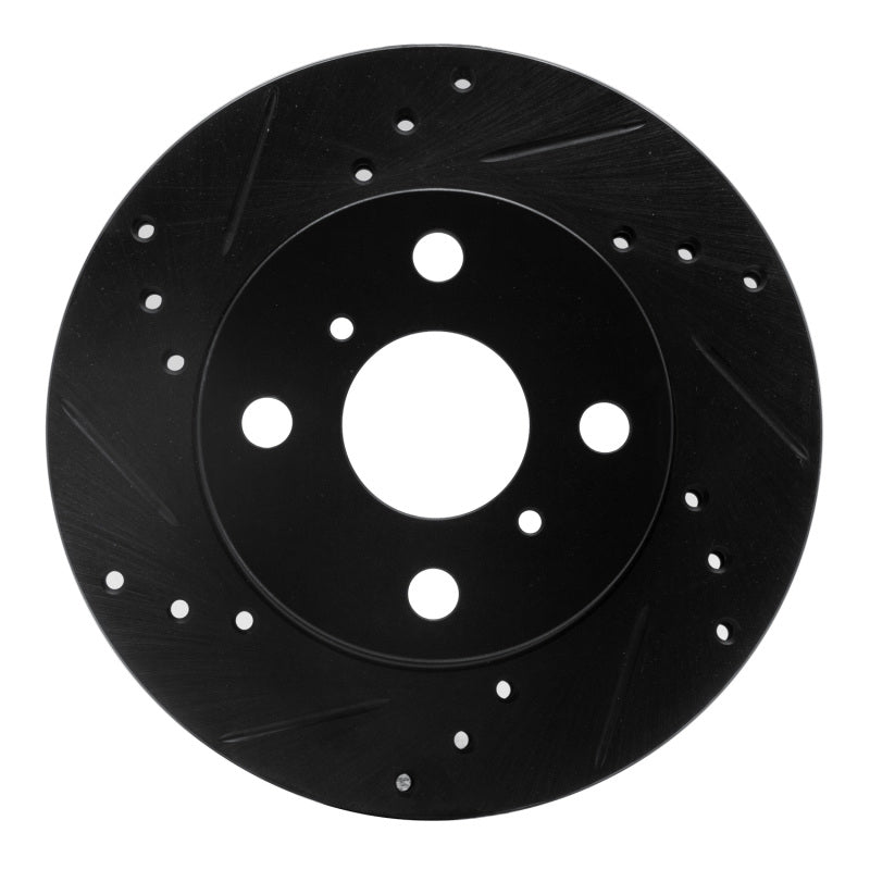 R1 99-05 Toyota Echo Front Left Drilled & Slotted Black Brake Rotor