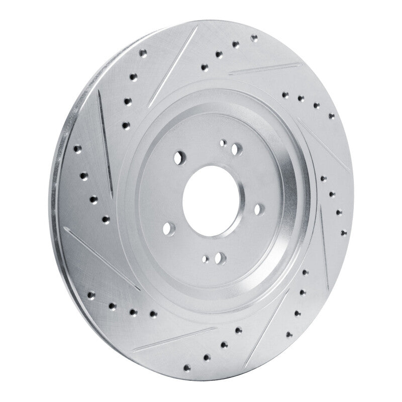R1 19-22 Genesis G90 Rear Right Drilled & Slotted Silver Brake Rotor