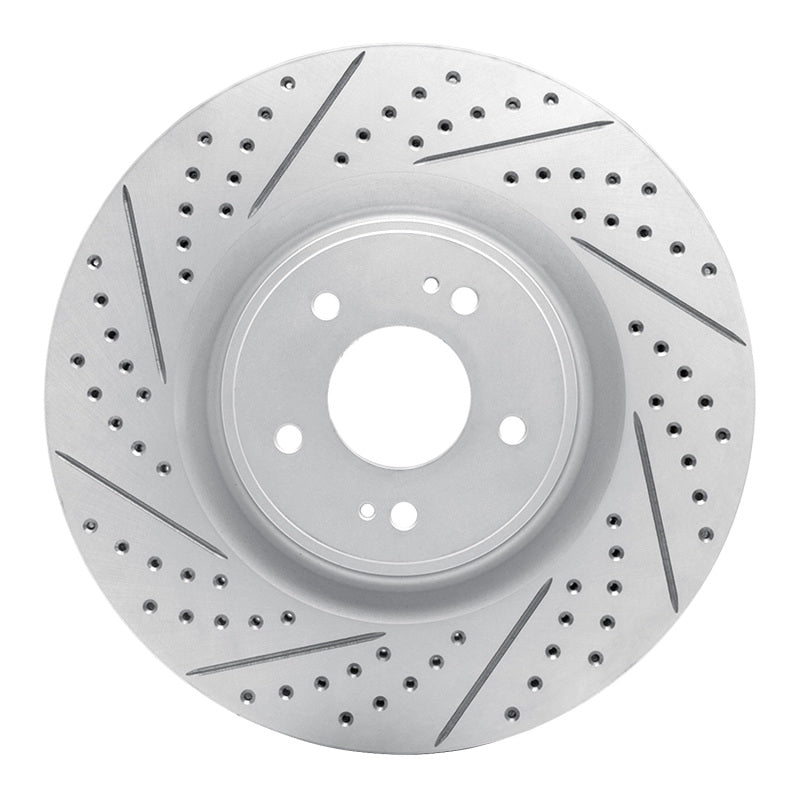 R1 08-15 Mitsubishi Lancer Front Left Drilled & Slotted Geo-Carbon Rotor
