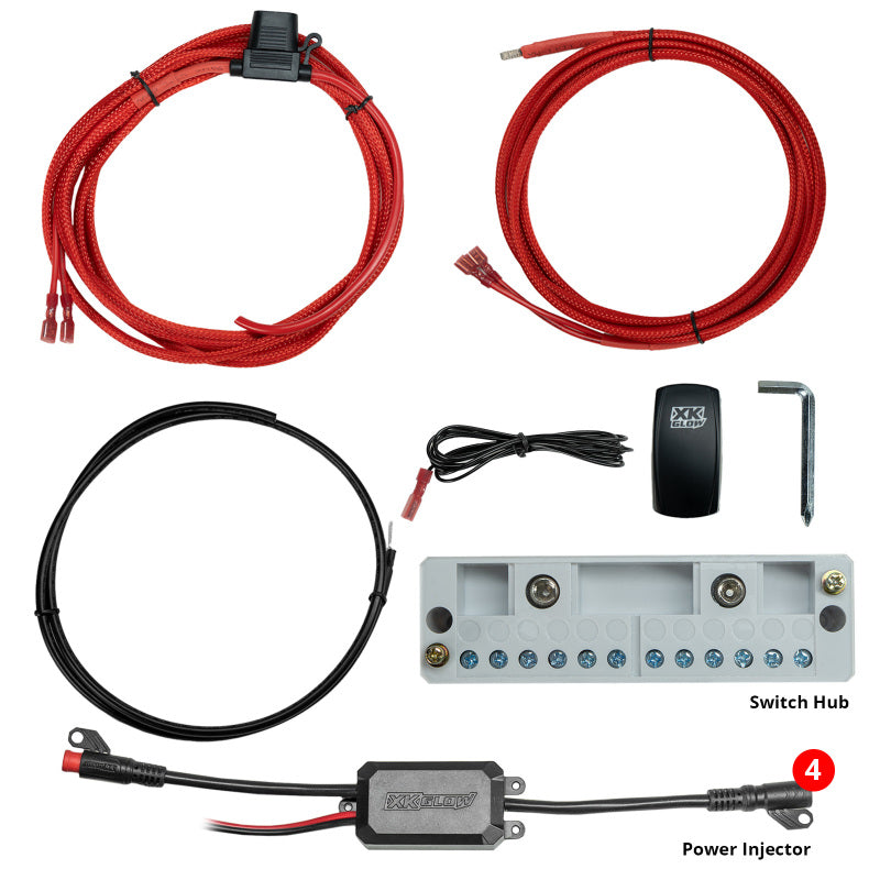 XK Glow XKmax RGB Fiber Optic LED Interior Automotive Ambient Light Kit - 4x43in