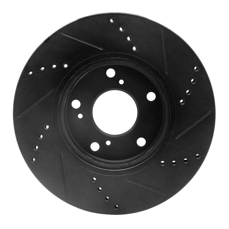 R1 2016-2025 Honda Accord Coupe Front Left Drilled & Slotted Black Brake Rotor