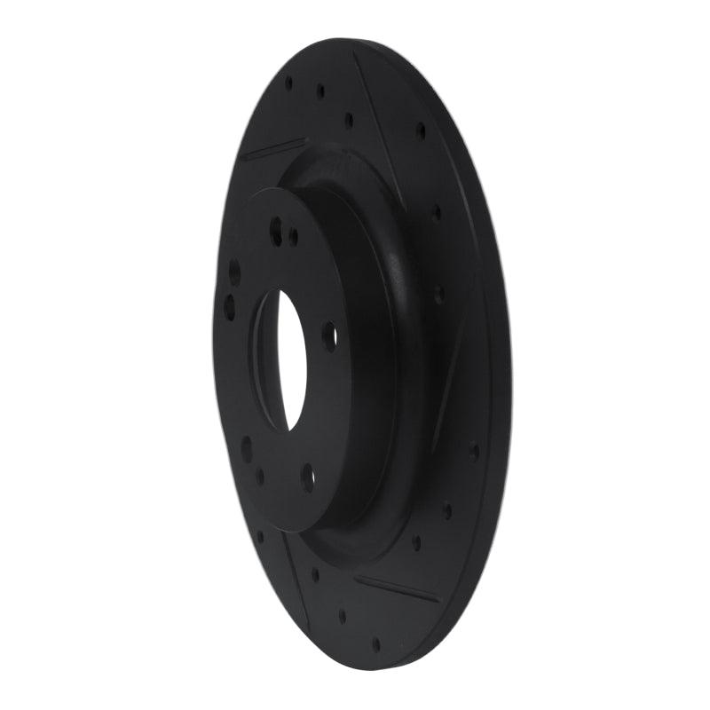 R1 17-20 Honda Civic Sedan Rear Right Drilled & Slotted Black Brake Rotor