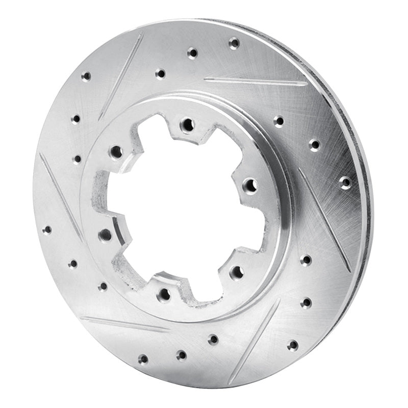 R1 83-85 Nissan 720 DATSUN Front Left Drilled & Slotted Silver Brake Rotor