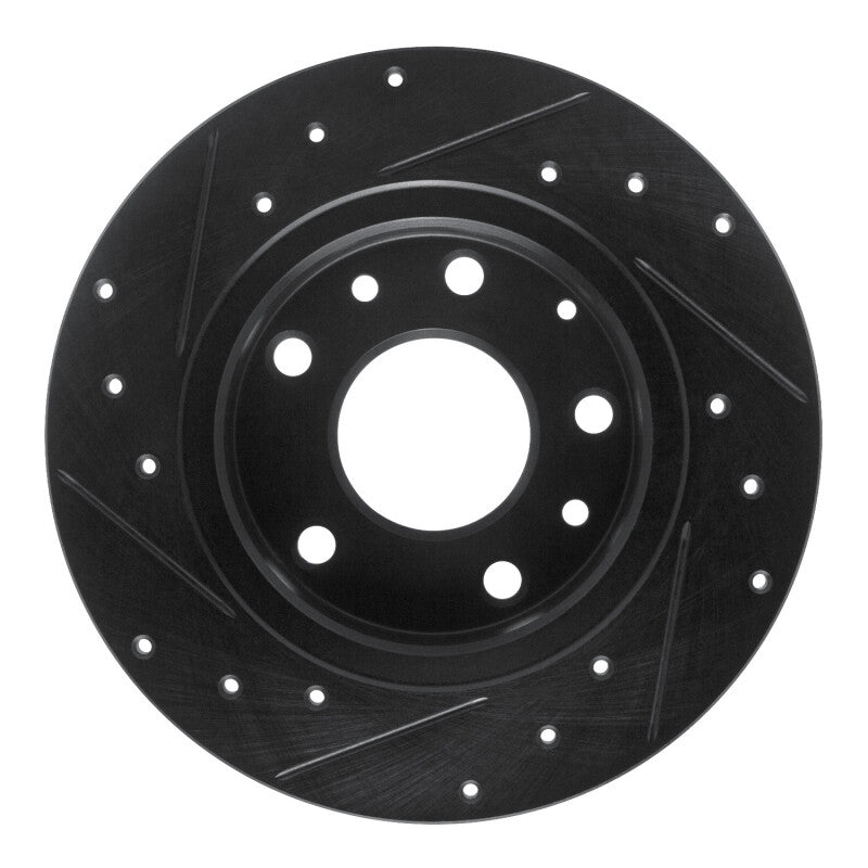 R1 14-25 Mazda 3 Rear Right Drilled & Slotted Black Brake Rotor