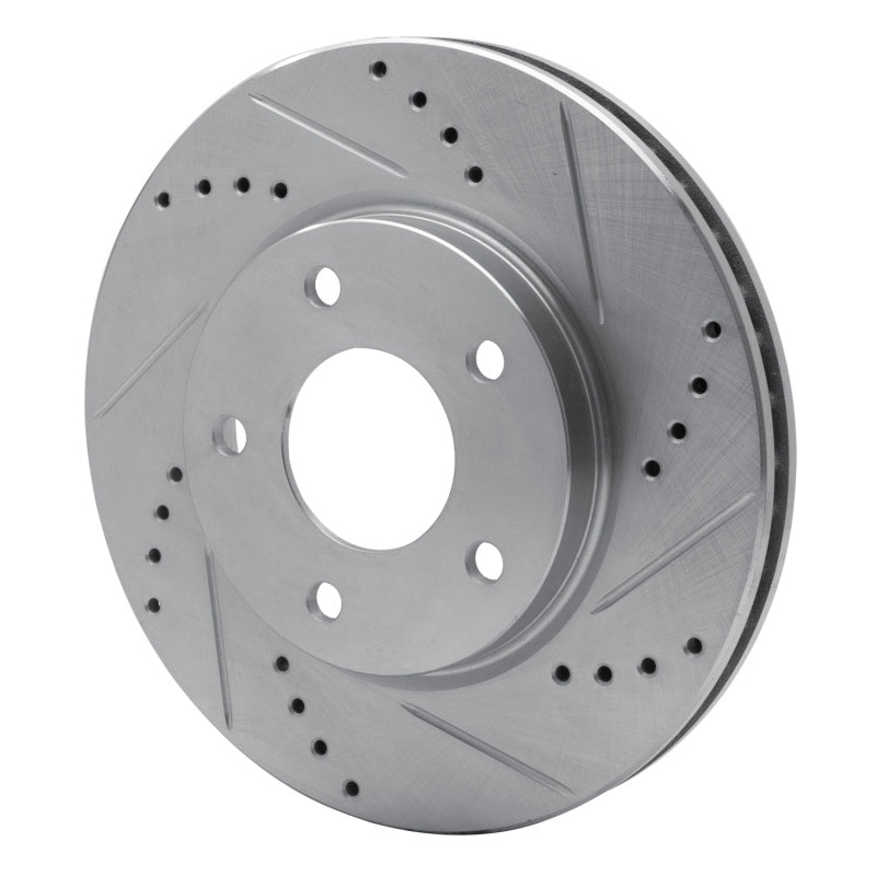 R1 07-17 Dodge CALIBER Front Right Drilled & Slotted Silver Brake Rotor