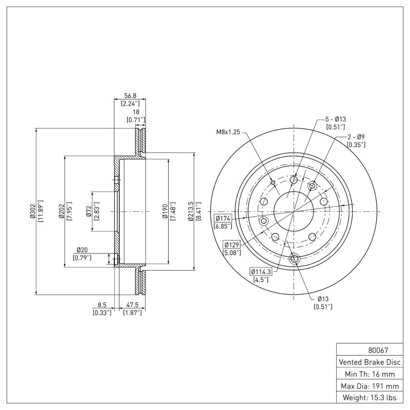 R1 2007-2012 Ford Edge Rear Brake Rotor