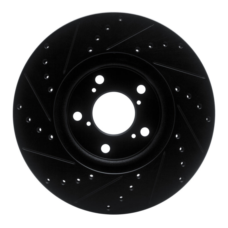 R1 06-14 Honda Ridgeline Front Right Drilled & Slotted Black Brake Rotor