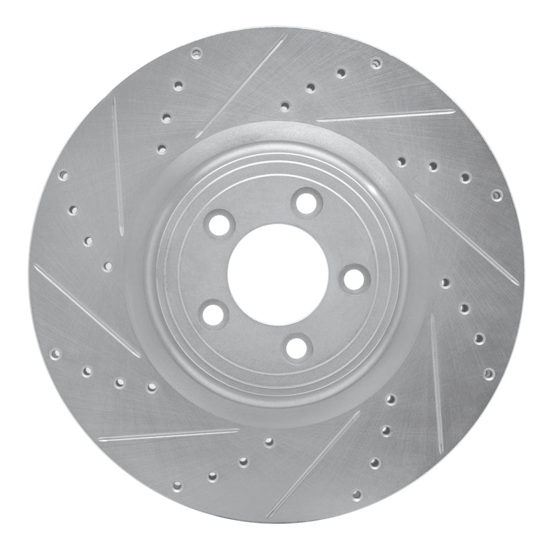 R1 06-21 Jaguar XKR Front Left Drilled & Slotted Silver Brake Rotor