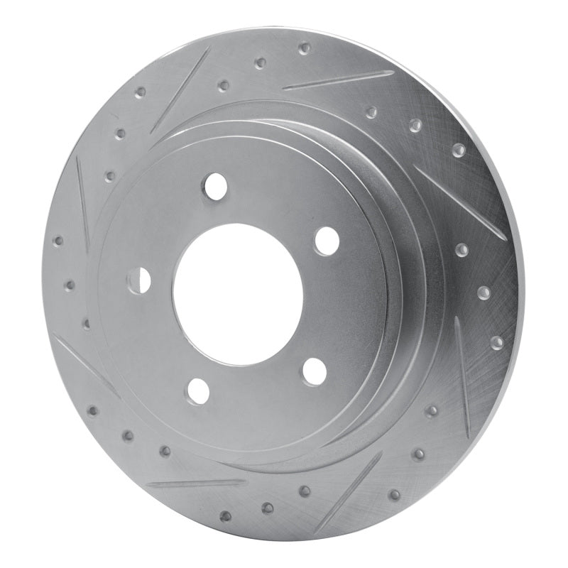 R1 04-08 Chrysler Pacifica Rear Left Drilled & Slotted Silver Brake Rotor