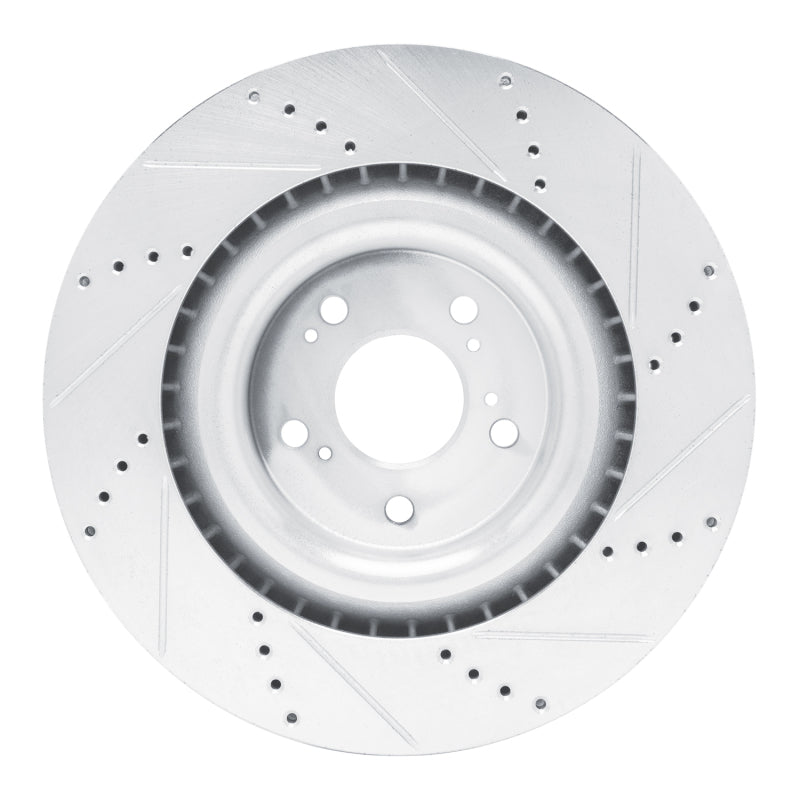 R1 2021-2025 Acura TLX Front Left Drilled & Slotted Silver Brake Rotor