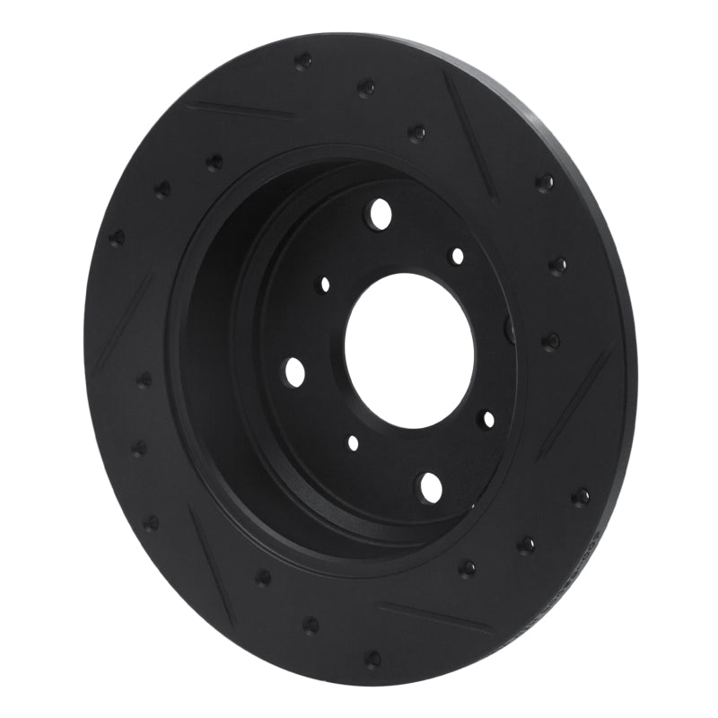 R1 87-90 Acura Legend Rear Left Drilled & Slotted Black Brake Rotor