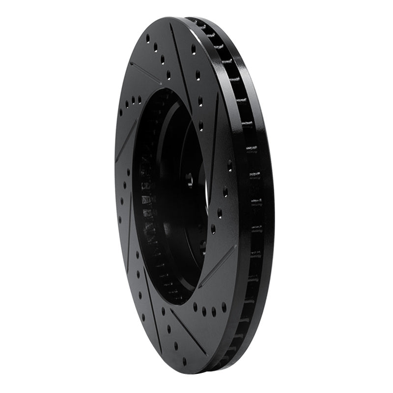 R1 02-15 Lexus ES300 Front Left Drilled & Slotted Black Brake Rotor