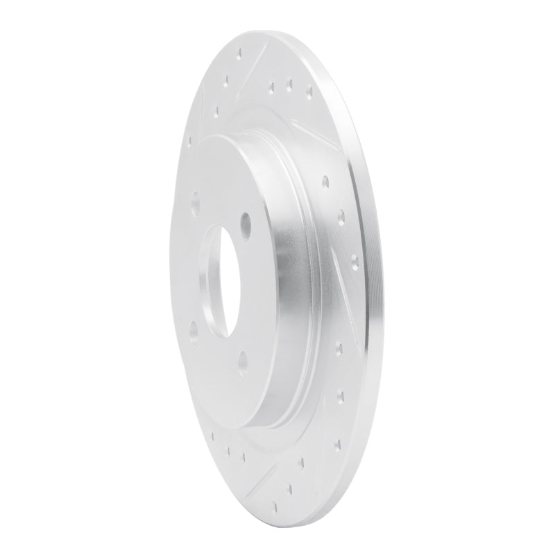 R1 02-04 Ford Focus Rear Left Drilled & Slotted Silver Brake Rotor