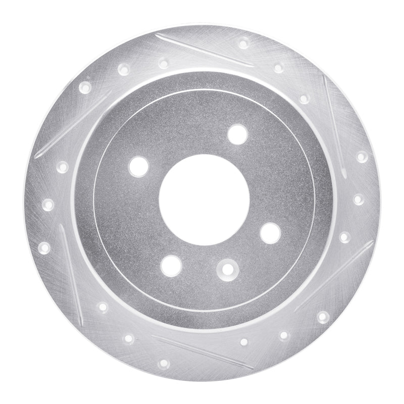 R1 14-16 Chevrolet SPARK EV Rear Right Drilled & Slotted Silver Brake Rotor