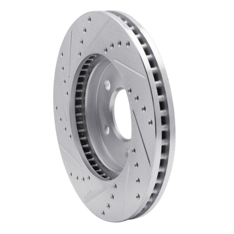 R1 05-10 Ford Mustang Front Right Drilled & Slotted Silver Brake Rotor