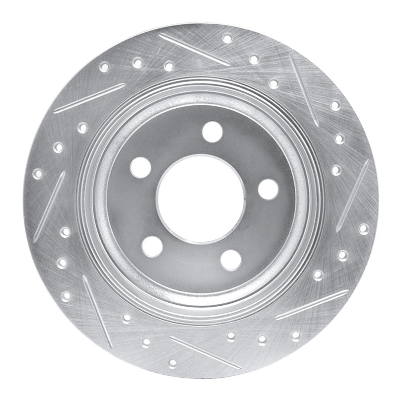 R1 03-07 Jeep TJ (Canada - See Wrangler for US) Rear Left Drilled & Slotted Silver Brake Rotor