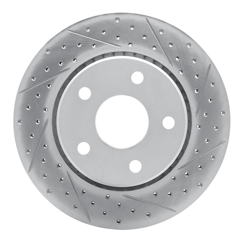 R1 07-18 Jeep Wrangler Front Right Drilled & Slotted Geo-Carbon Rotor