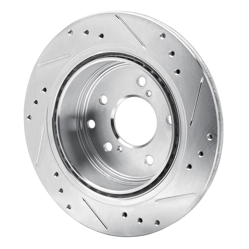 R1 89-96 Nissan 300ZX Turbo Rear Left Drilled & Slotted Silver Brake Rotor