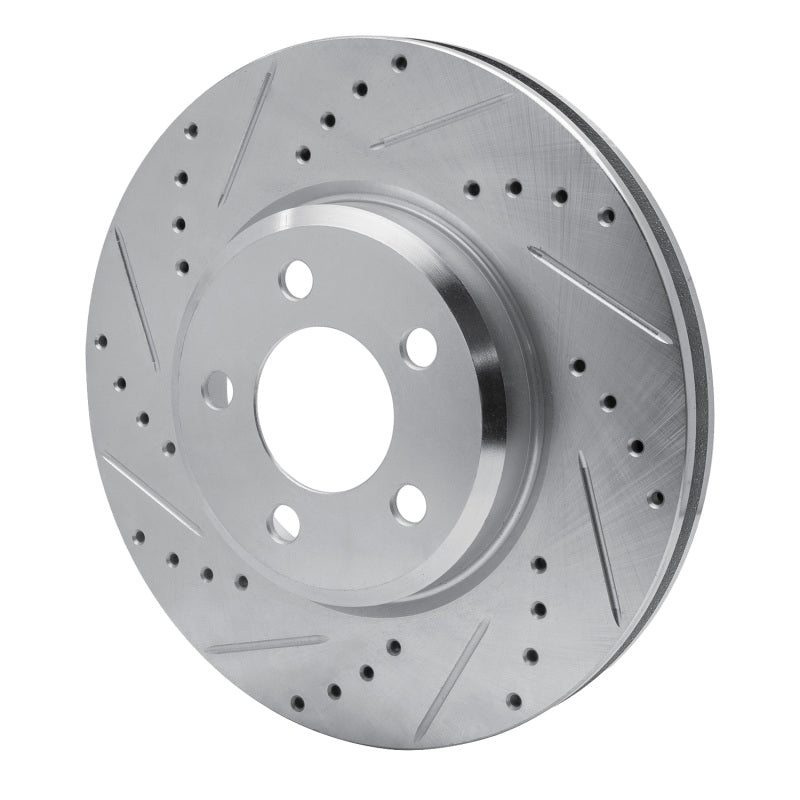 R1 09-23 Dodge Challenger Front Left Drilled & Slotted Silver Brake Rotor