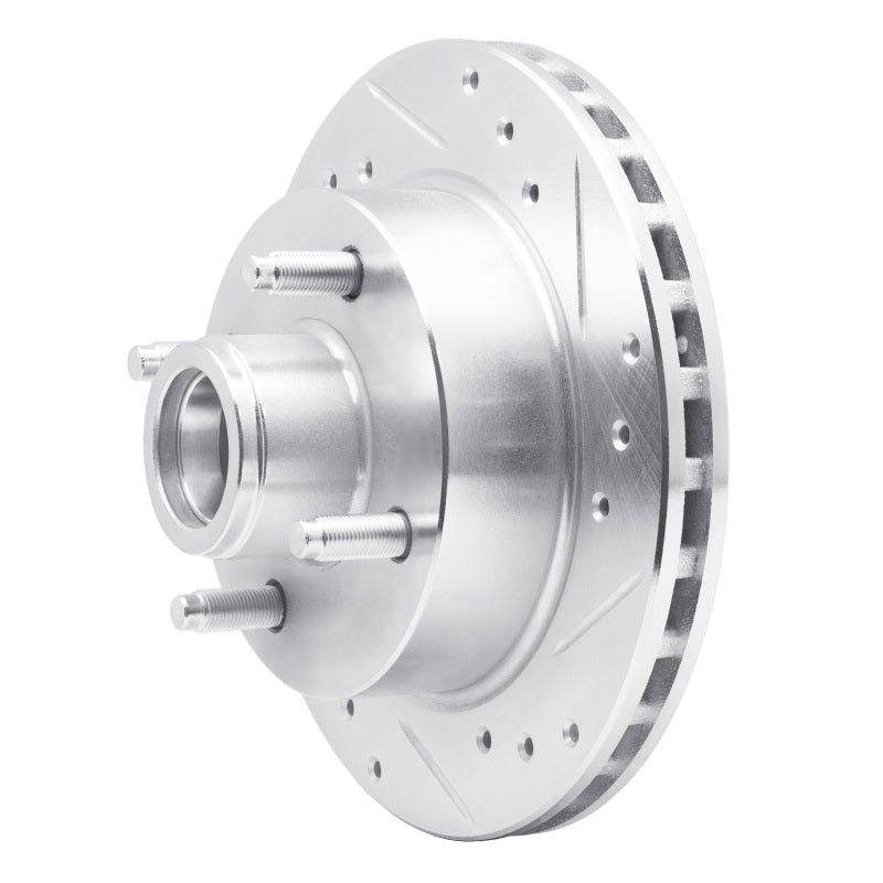 R1 79-81 Ford Mustang Front Right Drilled & Slotted Silver Brake Rotor