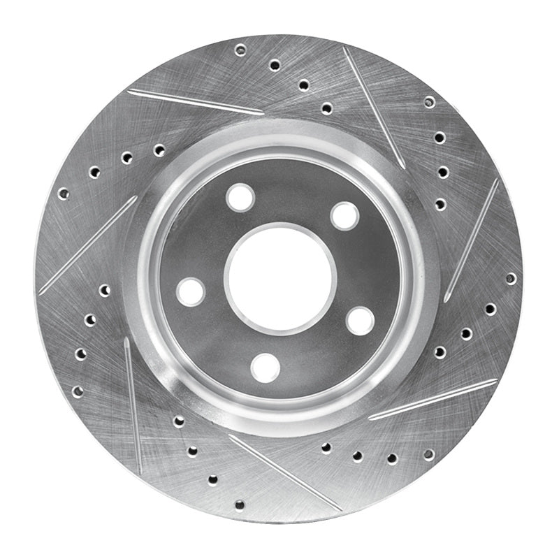 R1 05-10 Jeep Commander Front Left Drilled & Slotted Silver Brake Rotor