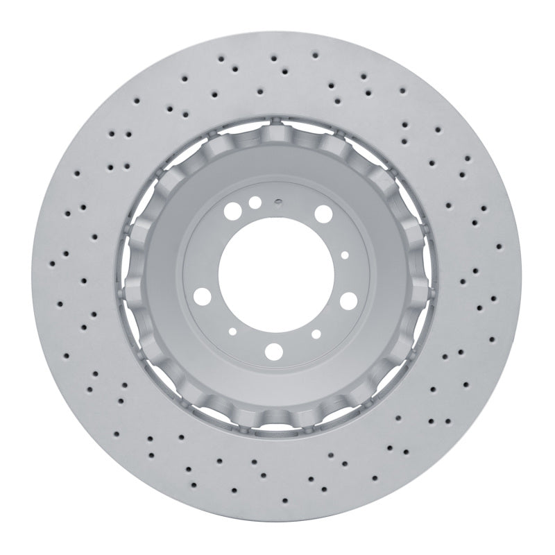 R1 16-23 Porsche Cayman Left Front Drilled Carbon Alloy GeoMET Rotor