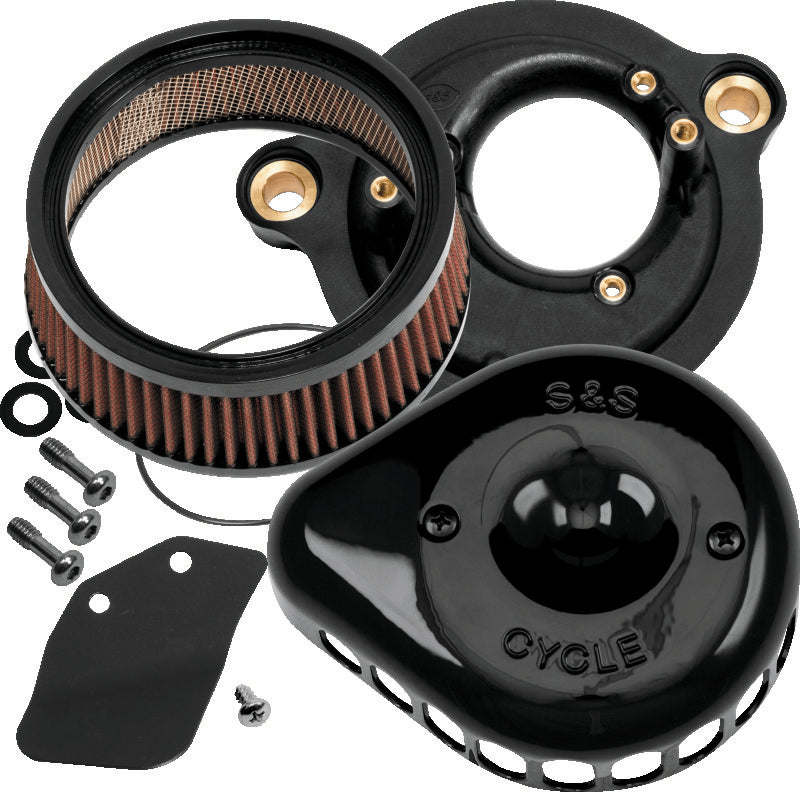 S&S Cycle 2017+ M8 Models Stealth Air Cleaner Kit w/ Gloss Black Mini Teardrop Cover