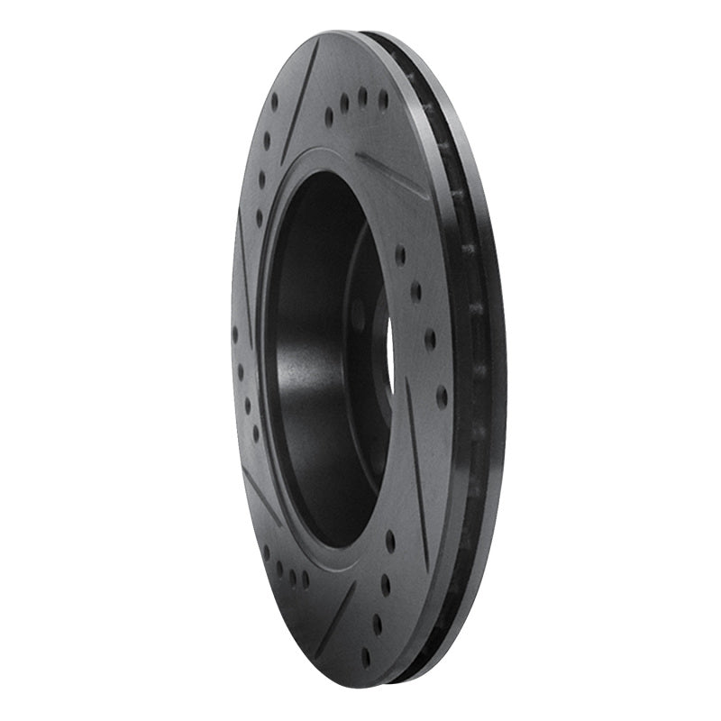 R1 85-91 Audi 200 Quattro Rear Right Drilled & Slotted Black Brake Rotor