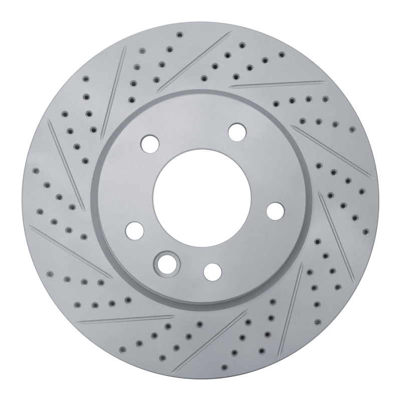 R1 03-18 Porsche Cayenne Left Front Drilled & Slotted Geo-Carbon Rotor