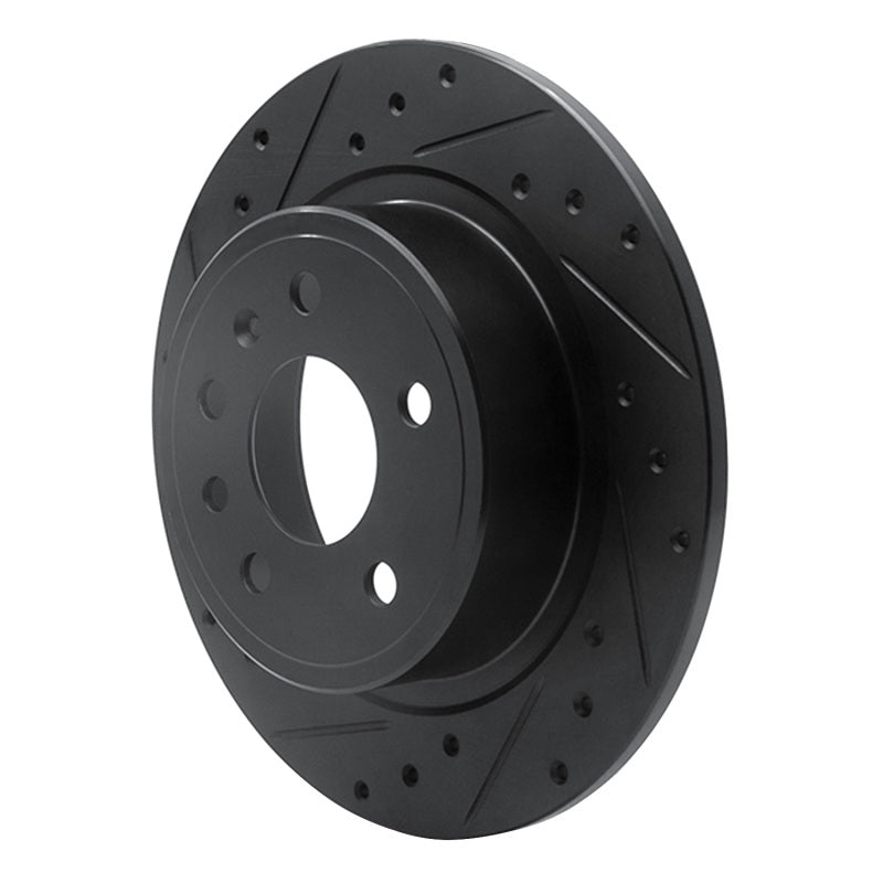 R1 99-10 Saab 9-5 Rear Left Drilled & Slotted Black Brake Rotor