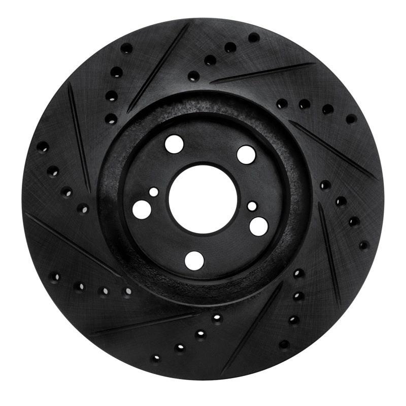 R1 00-10 Pontiac Vibe Front Right Drilled & Slotted Black Brake Rotor