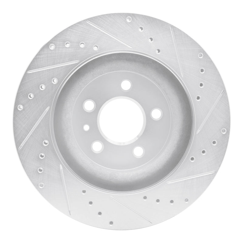 R1 11-14 Ford Mustang Front Left Drilled & Slotted Silver Brake Rotor