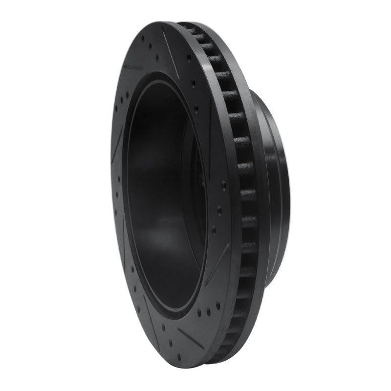 R1 08-25 Ford E-150 Rear Left Drilled & Slotted Black Brake Rotor