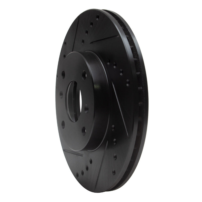 R1 98-99 Acura CL Front Left Drilled & Slotted Black Brake Rotor