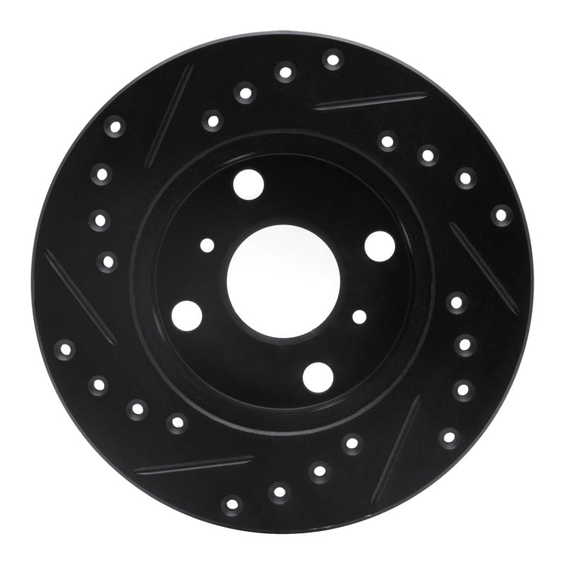 R1 91-99 Toyota Paseo Front Right Drilled & Slotted Black Brake Rotor