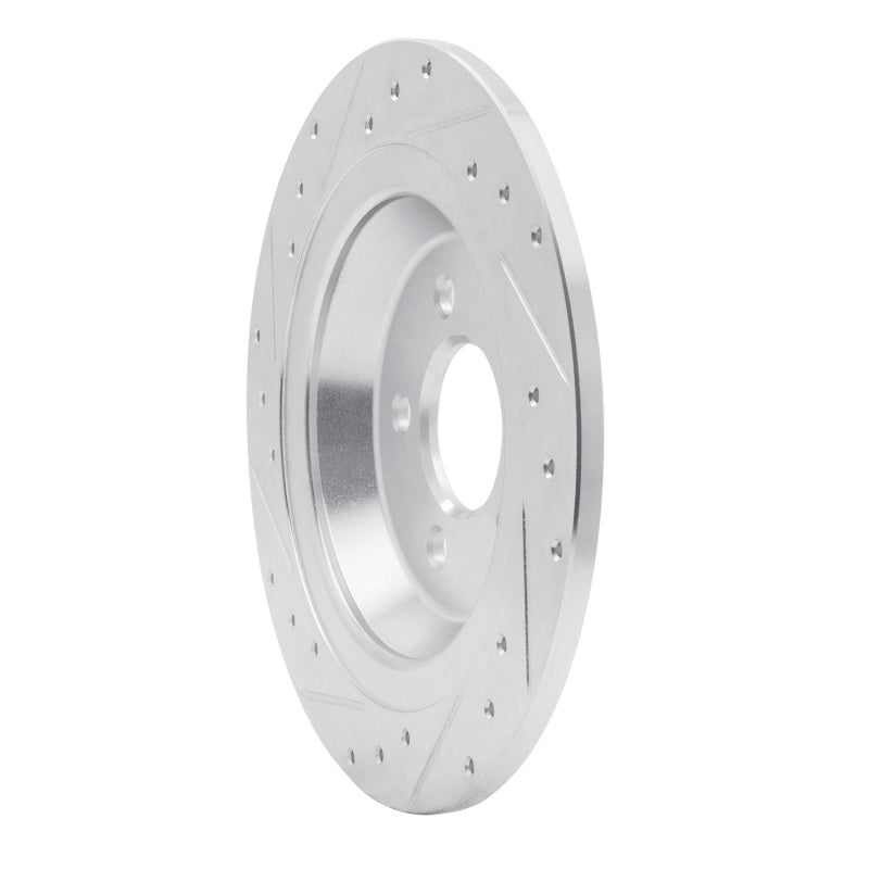 R1 15-23 Ford Mustang Rear Right Drilled & Slotted Silver Brake Rotor