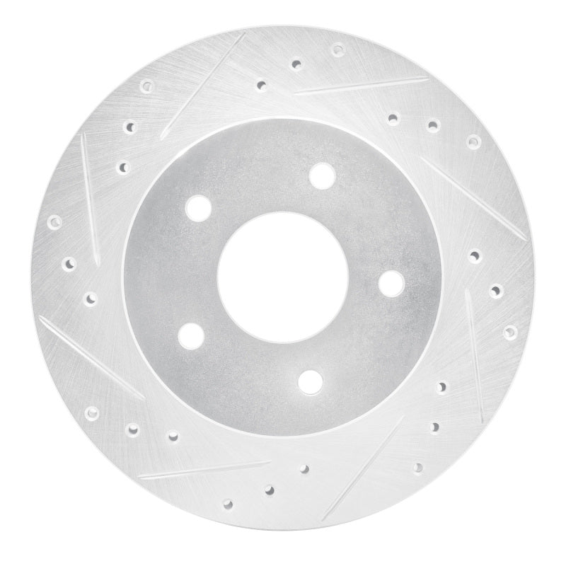 R1 87-89 Nissan 300ZX Turbo Rear Left Drilled & Slotted Silver Brake Rotor