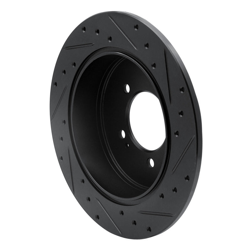 R1 07-15 Mitsubishi Outlander Rear Left Drilled & Slotted Black Brake Rotor