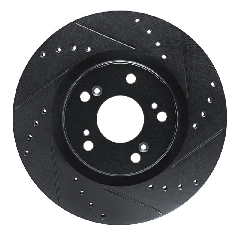 R1 12-16 Honda CR-V Front Right Drilled & Slotted Black Brake Rotor