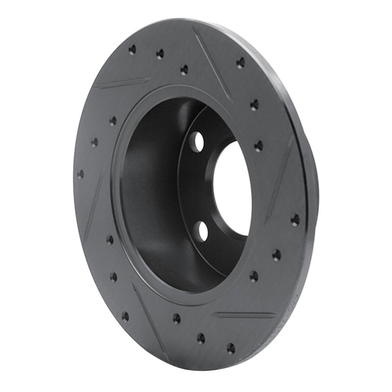 R1 92-05 Audi A6 Quattro Rear Left Drilled & Slotted Black Brake Rotor