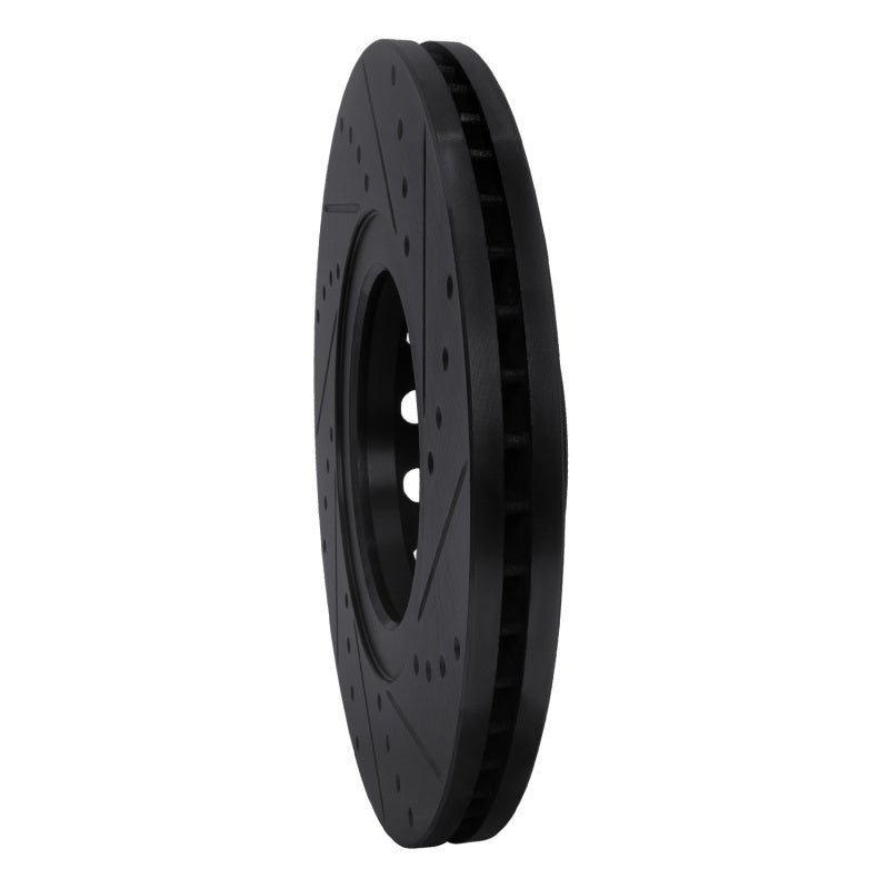 R1 00-03 Audi A8 Front Left Drilled & Slotted Black Brake Rotor
