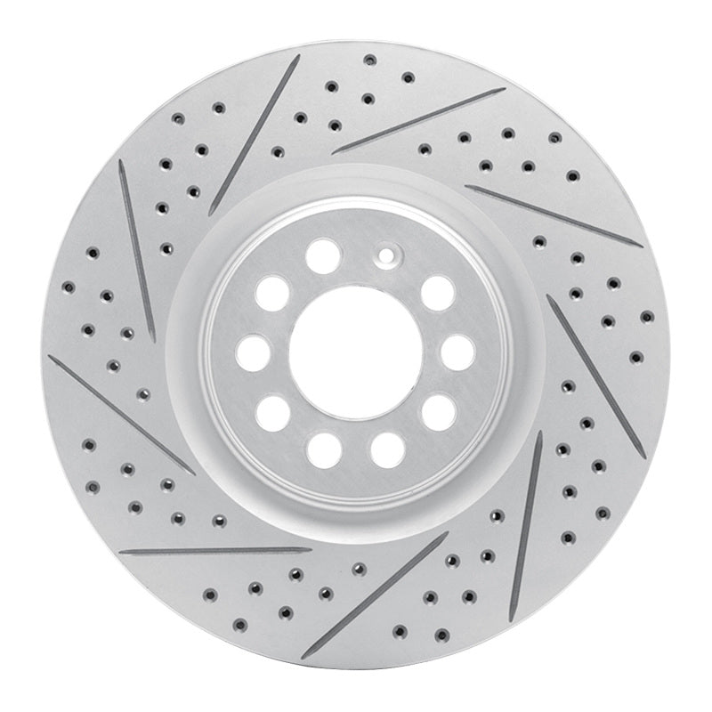 R1 00-06 Audi TT Quattro Front Left Drilled & Slotted Geo-Carbon Rotor