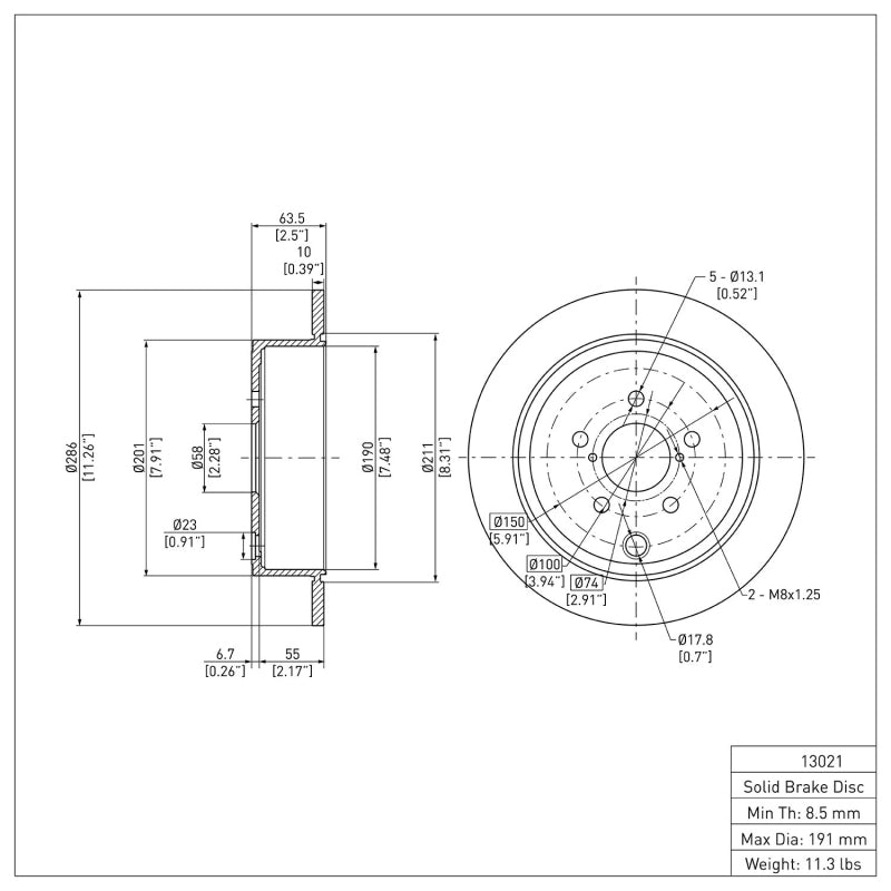 R1 08-15 Subaru BRZ Rear Brake Rotor