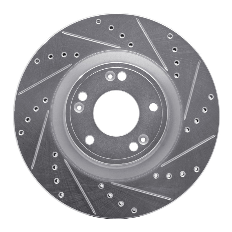 DFC 09-11 Hyundai Genesis Sedan Front Right Drilled & Slotted Silver Brake Rotor