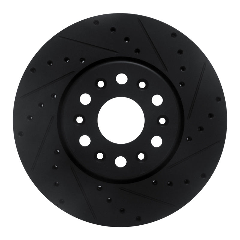 R1 17-25 Buick Enclave Front Right Drilled & Slotted Black Brake Rotor
