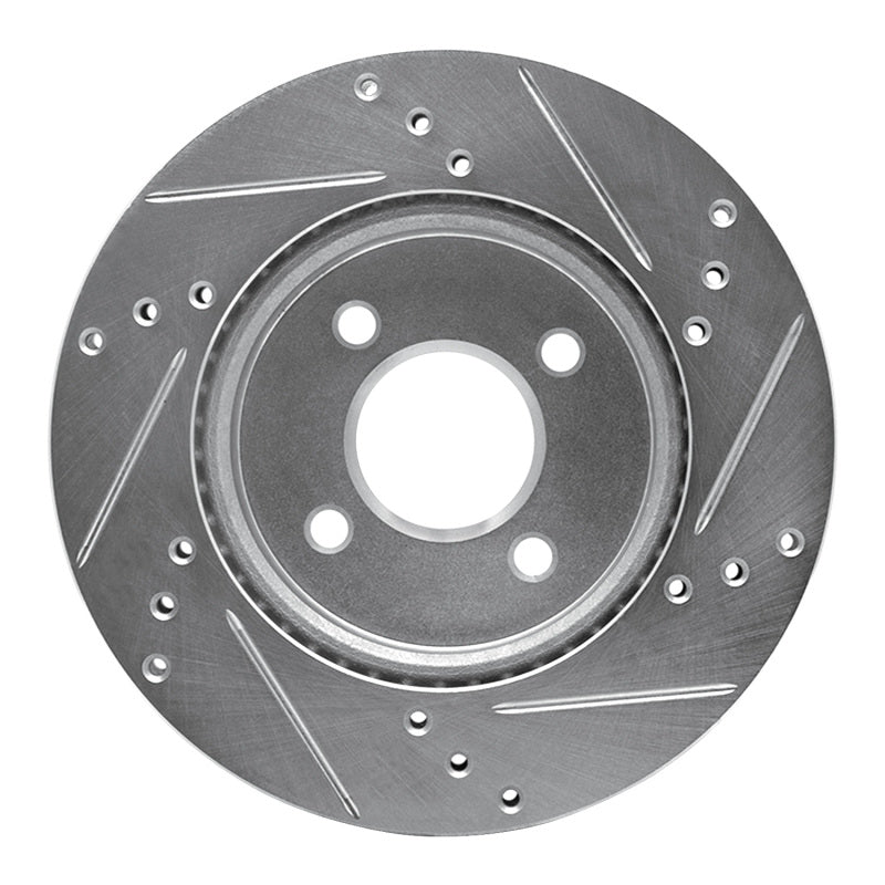 R1 11-25 Nissan Versa Front Left Drilled & Slotted Silver Brake Rotor