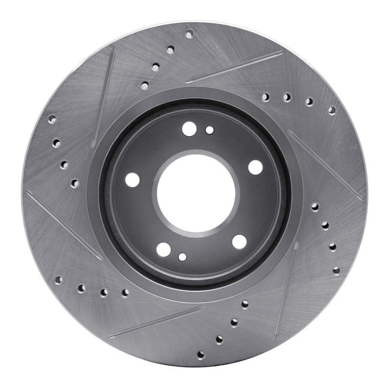 R1 01-06 Hyundai Santa Fe Front Right Drilled & Slotted Silver Brake Rotor