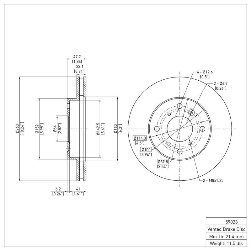 R1 1998-2002 Acura CL Front Brake Rotor