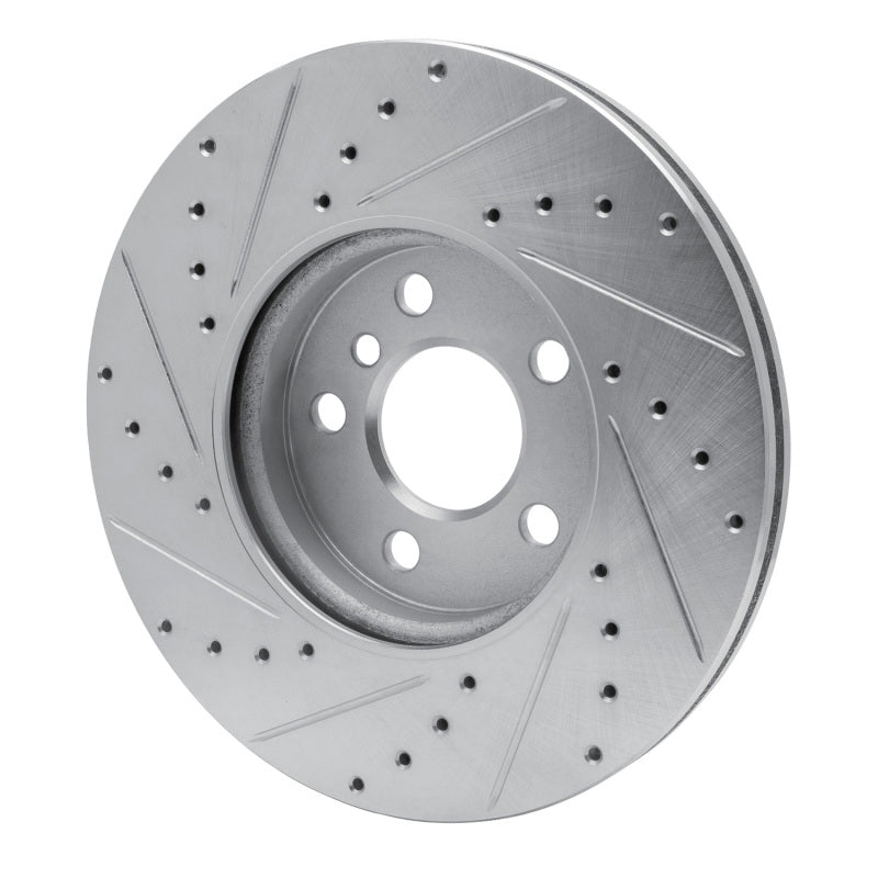 R1 16-24 Mini Cooper Clubman Front Right Drilled & Slotted Silver Brake Rotor