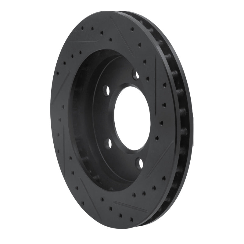 R1 97-02 Ford Expedition Front Left Drilled & Slotted Black Brake Rotor